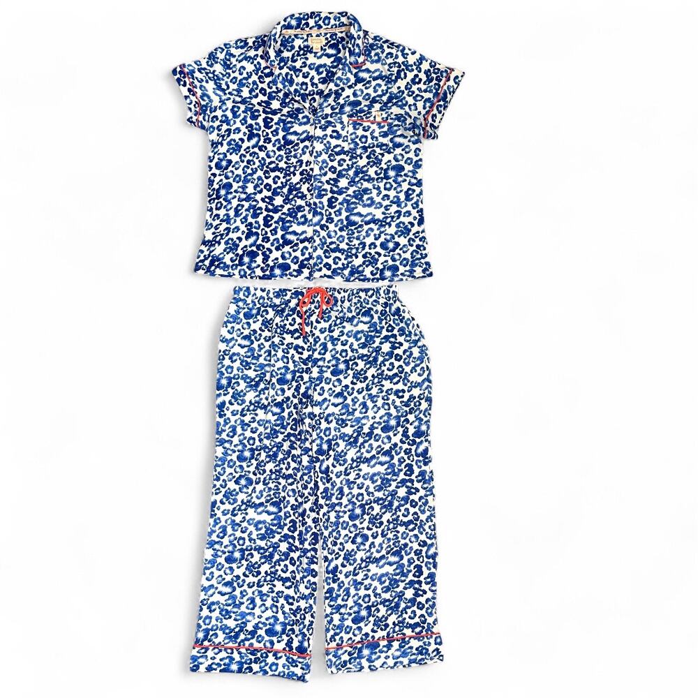 Sunday Brunch Blue Floral Pajama Pant Set Women XL Soft Stretch Lounge Sleepwear